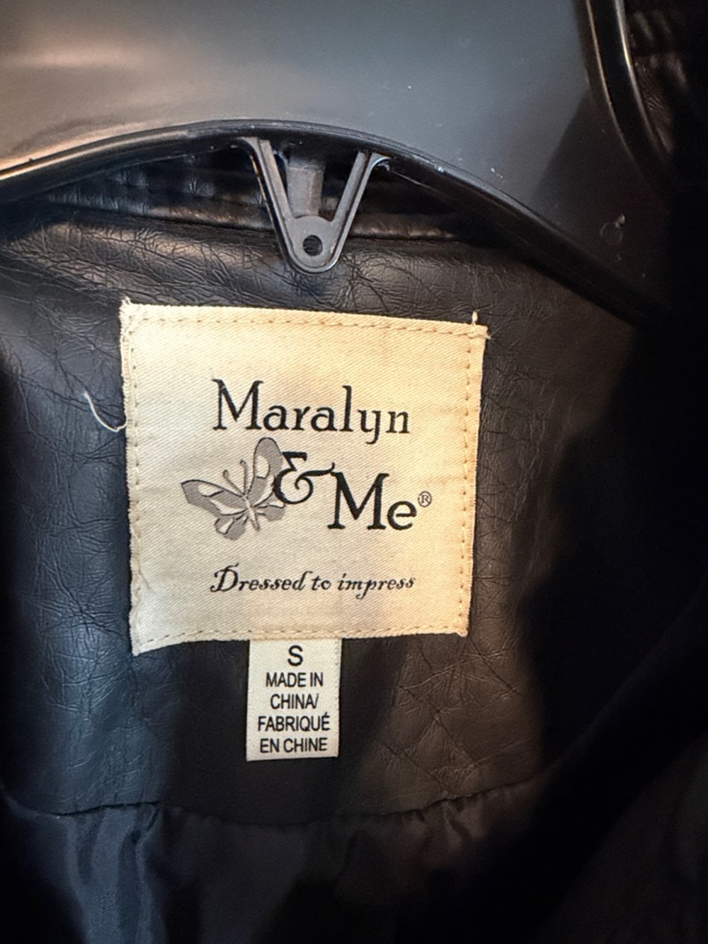 Maralyn & Me Black Faux Leather Jacket size small like new feels real - Picture 3 of 8